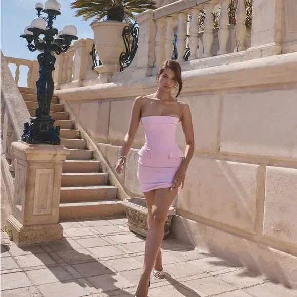 HOUSE OF CB ´Naia´ Cotton Candy Strapless Mini Dress NWOT size XS Tall Mini